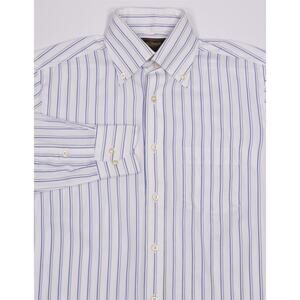 Paul Stuart White Blue Striped Cotton Dress Shirt Japan Mens US Small